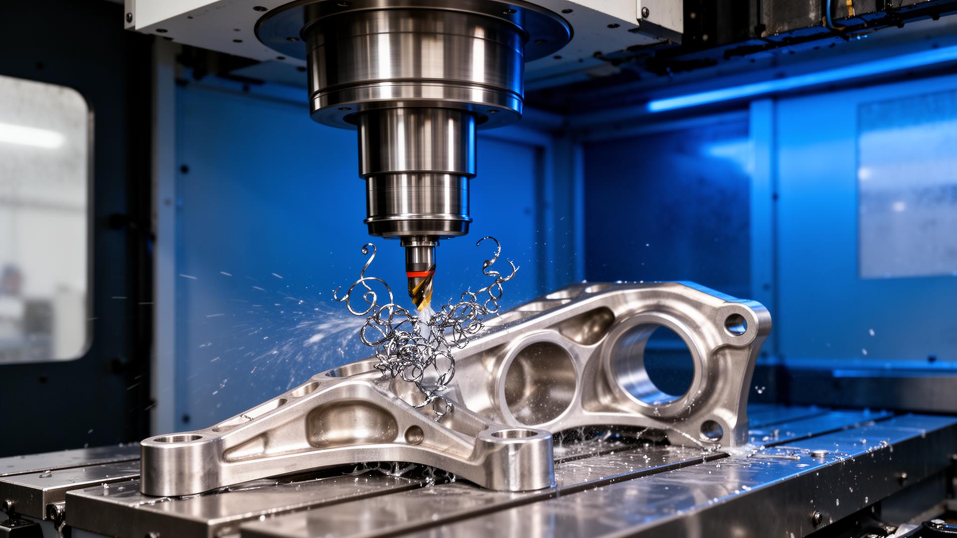 Five-axis CNC machining a precision component